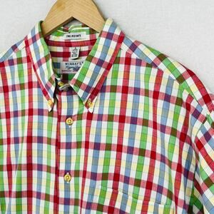 MURRAYS TOGGERY SHOP Shirt Mens L Plaid Nantucket Red Collection Cotton